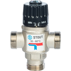 SVM-0020-166025 - 3-х ходовой термостатический клапан Stout НР 1" 35-60С KV 1,6