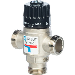 SVM-0020-254325 - 3-х ходовой термостатический клапан SVM-0020 НР 1" 20-43С KV 2,5. Stout